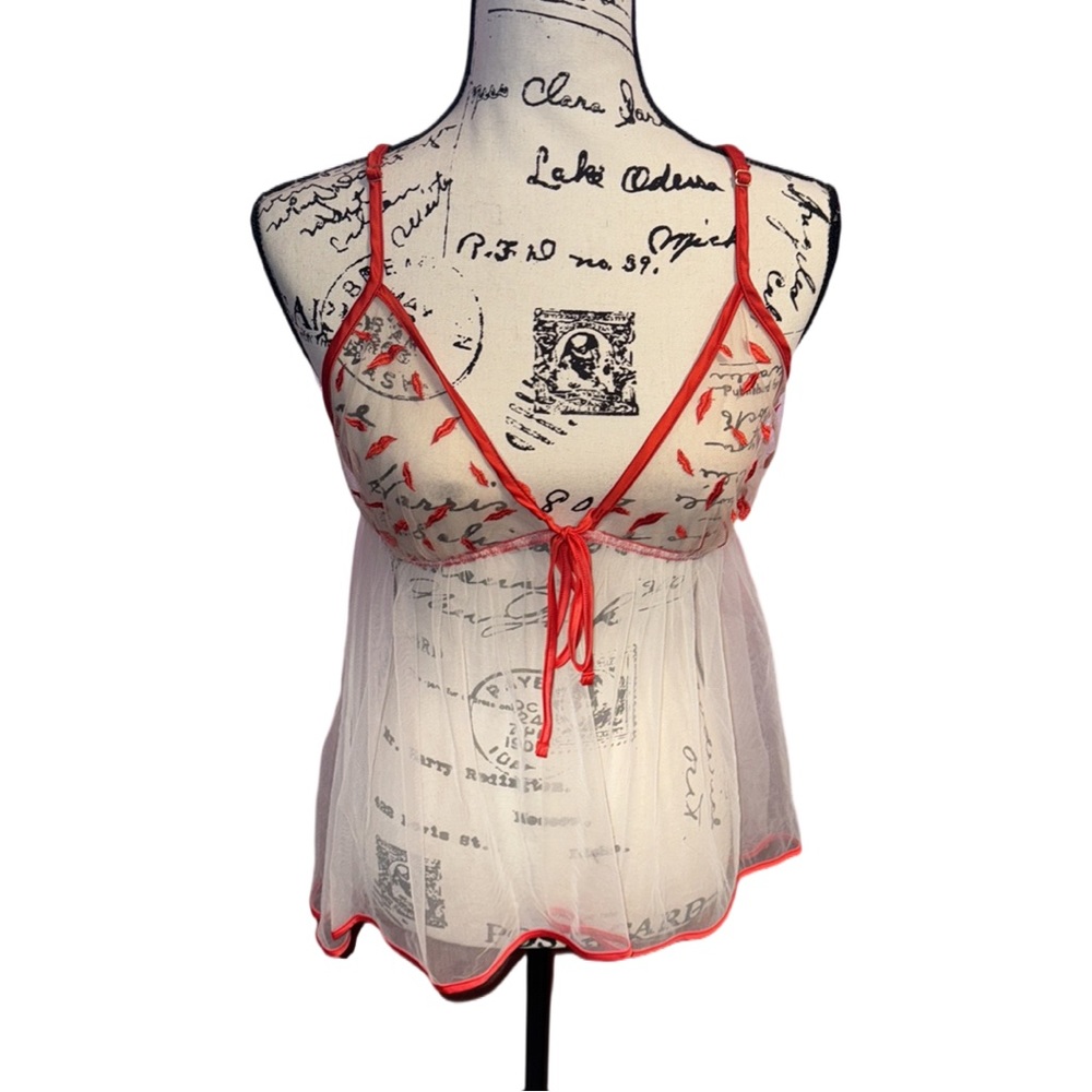 Savage X Fenty Kiss-Print Babydoll Negligee